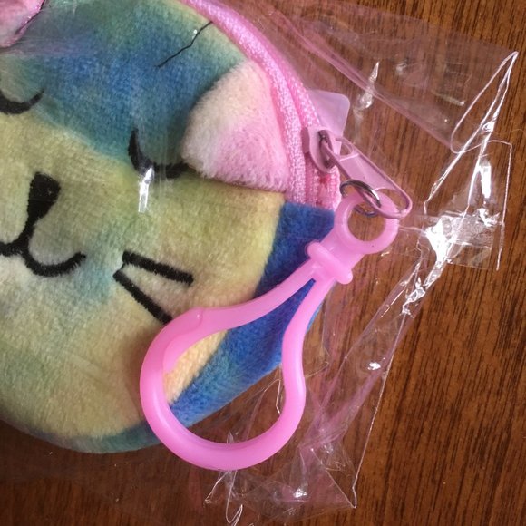 Tie-dye plush cat coin pouches NWT - Picture 5 of 7